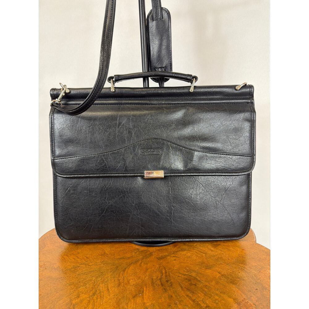 Coach Black Leather Briefcase Computer Laptop Bag Messenger Shoulder Strap